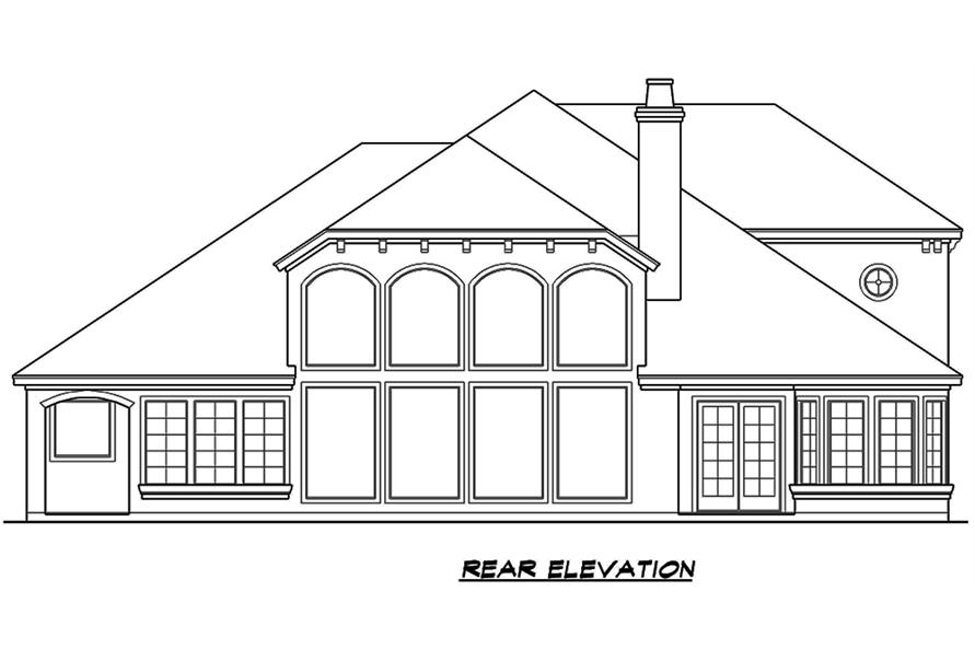 Home Plan Rear Elevation of this 3-Bedroom,3381 Sq Ft Plan -195-1080