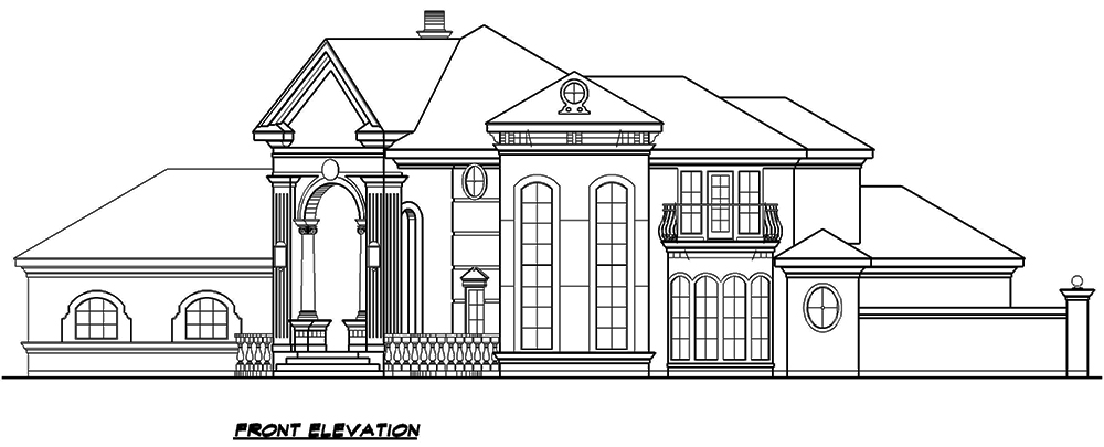 Home Plan Front Elevation of this 5-Bedroom,5907 Sq Ft Plan -195-1081
