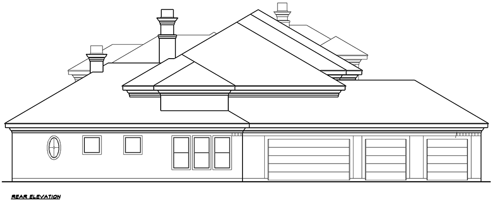 Home Plan Rear Elevation of this 5-Bedroom,5907 Sq Ft Plan -195-1081