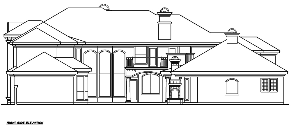 Home Plan Right Elevation of this 5-Bedroom,5907 Sq Ft Plan -195-1081