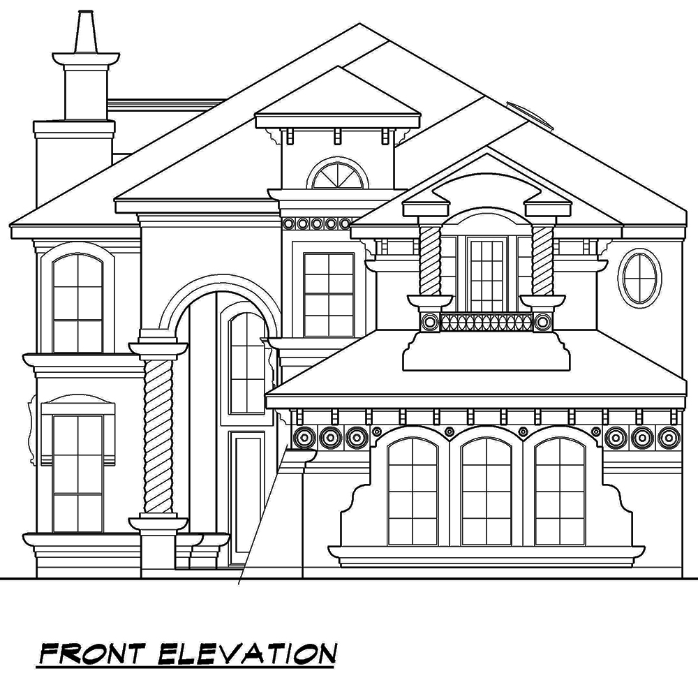 Home Plan Front Elevation of this 3-Bedroom,4281 Sq Ft Plan -195-1082