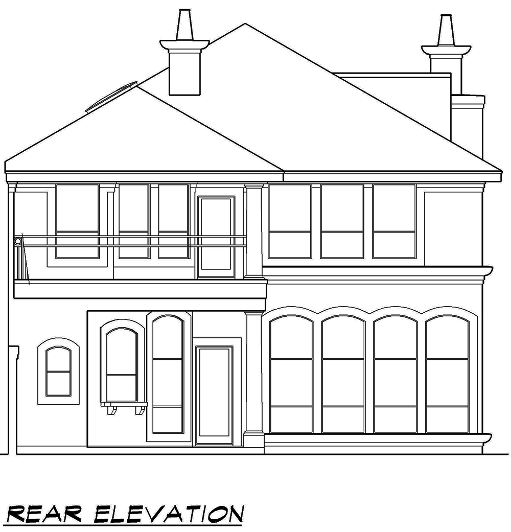 Home Plan Rear Elevation of this 3-Bedroom,4281 Sq Ft Plan -195-1082