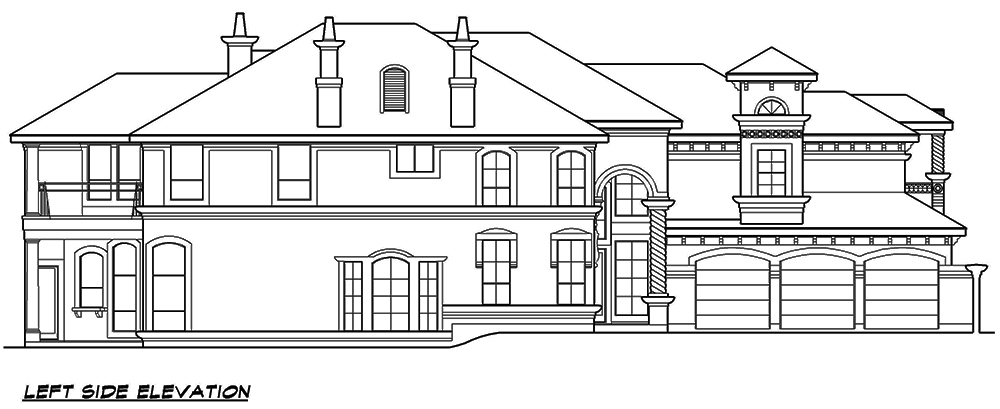 Home Plan Left Elevation of this 3-Bedroom,4281 Sq Ft Plan -195-1082