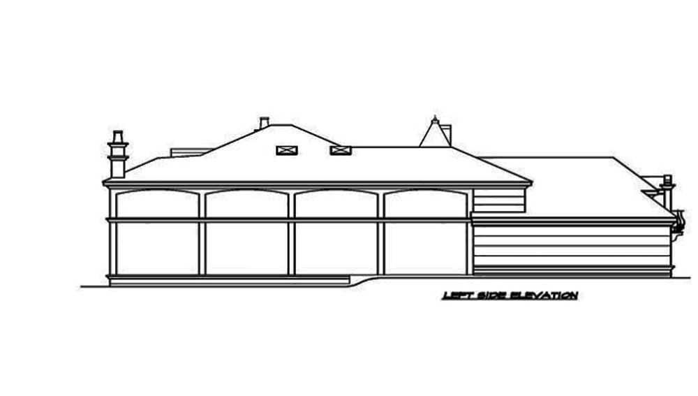 Home Plan Left Elevation of this 3-Bedroom,5343 Sq Ft Plan -195-1089
