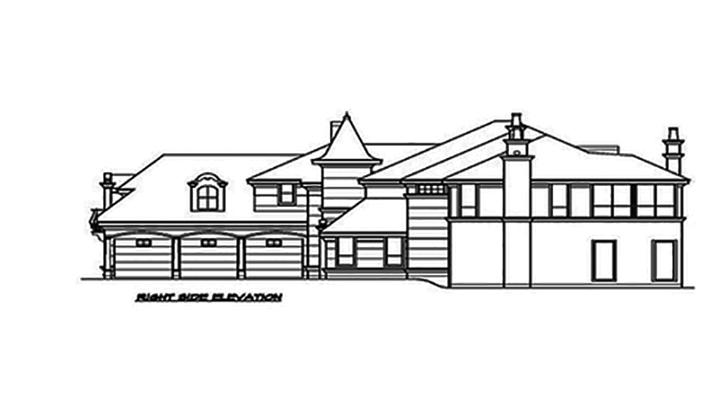 Home Plan Right Elevation of this 3-Bedroom,5343 Sq Ft Plan -195-1089