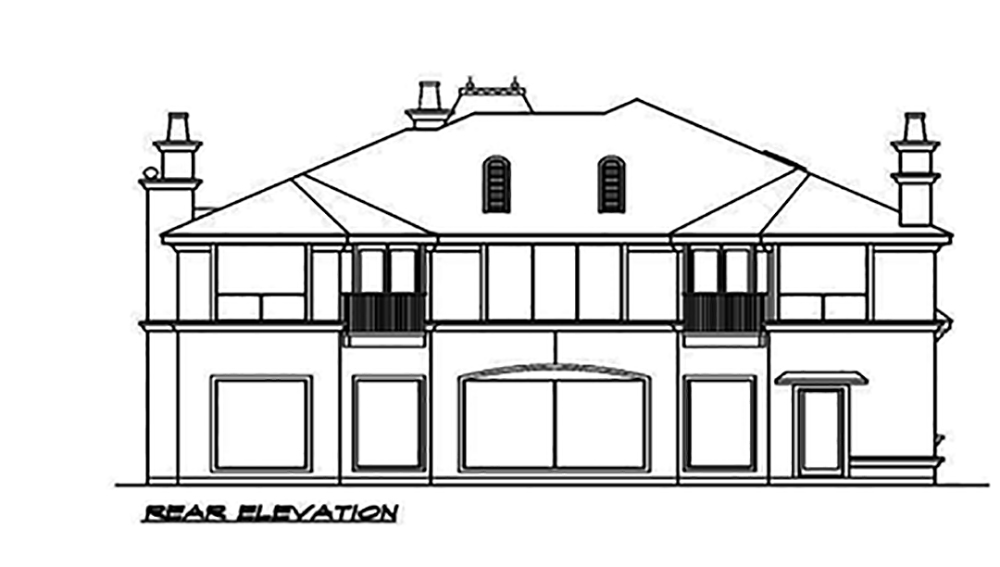 Home Plan Rear Elevation of this 3-Bedroom,5343 Sq Ft Plan -195-1089