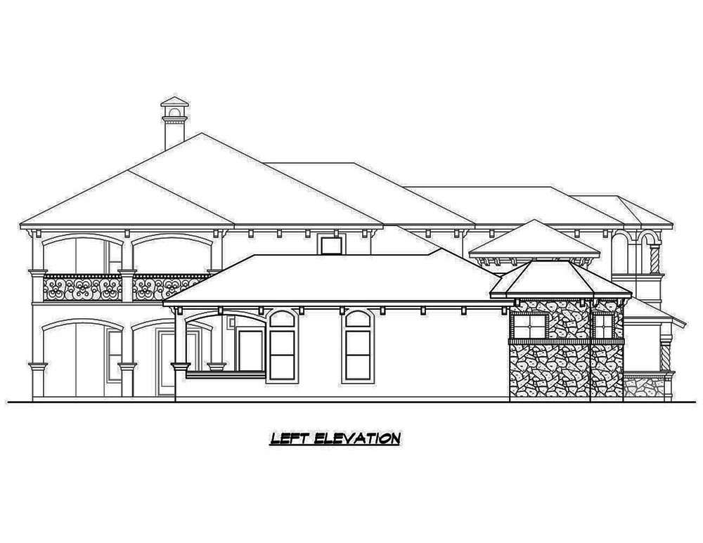 Home Plan Left Elevation of this 3-Bedroom,4310 Sq Ft Plan -195-1093