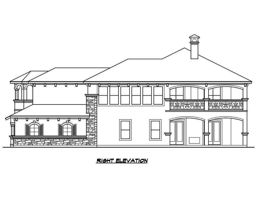 Home Plan Right Elevation of this 3-Bedroom,4310 Sq Ft Plan -195-1093