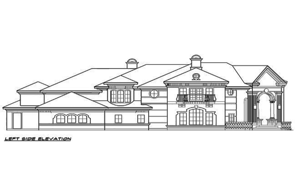 Home Plan Left Elevation of this 4-Bedroom,7199 Sq Ft Plan -195-1095