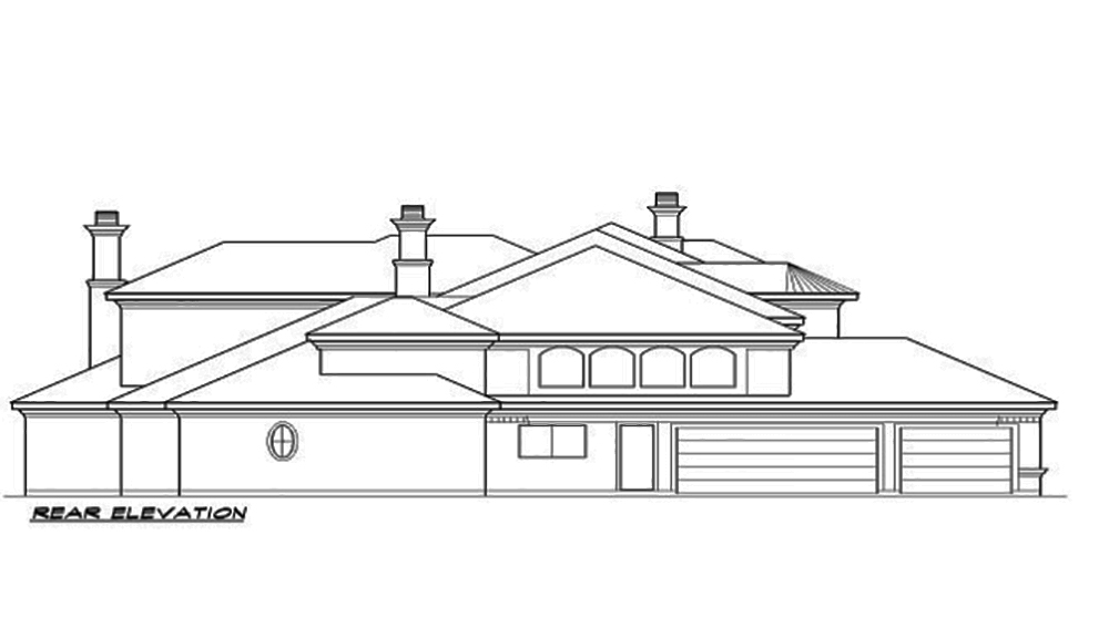 Home Plan Rear Elevation of this 4-Bedroom,7199 Sq Ft Plan -195-1095