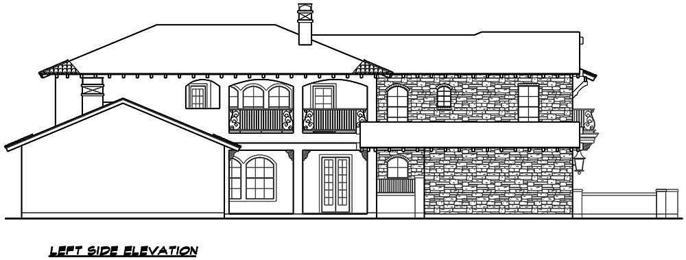 Home Plan Left Elevation of this 4-Bedroom,3671 Sq Ft Plan -195-1099