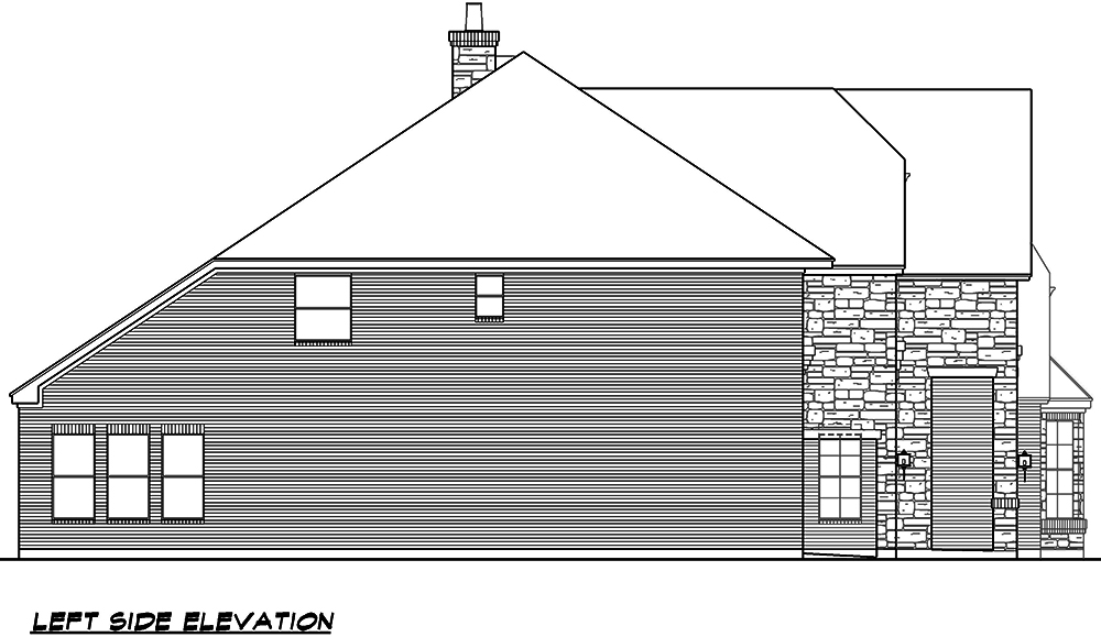 Home Plan Left Elevation of this 5-Bedroom,4827 Sq Ft Plan -195-1100