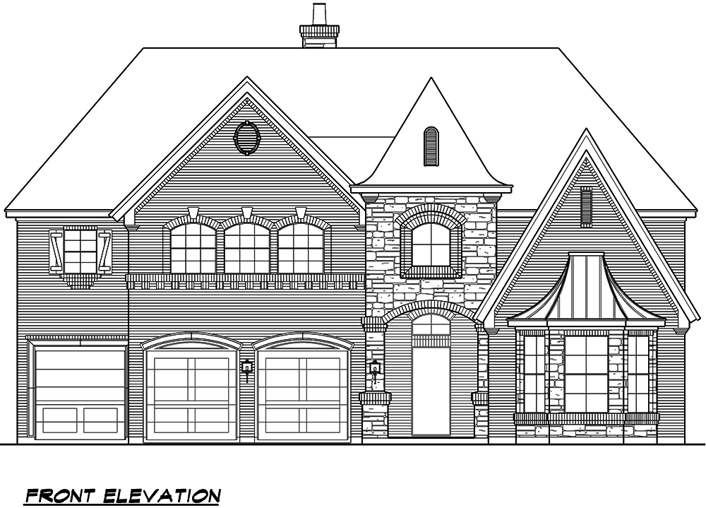 Home Plan Front Elevation of this 5-Bedroom,4827 Sq Ft Plan -195-1101