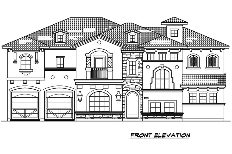 Home Plan Front Elevation of this 4-Bedroom,4319 Sq Ft Plan -195-1106