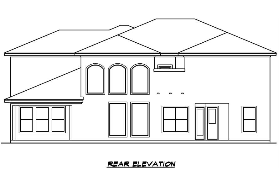 Home Plan Rear Elevation of this 4-Bedroom,4319 Sq Ft Plan -195-1106
