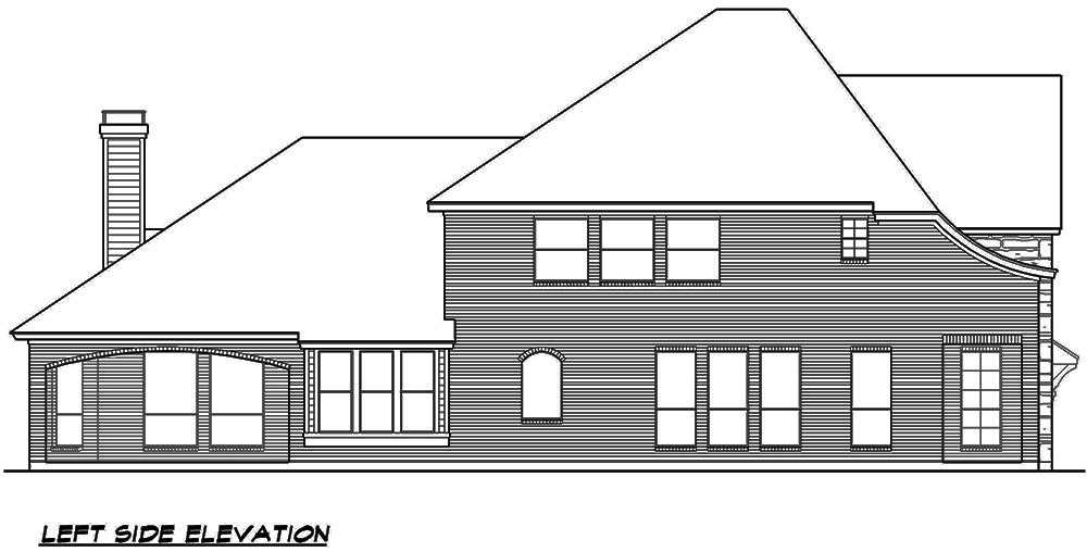 Home Plan Left Elevation of this 3-Bedroom,3436 Sq Ft Plan -195-1123