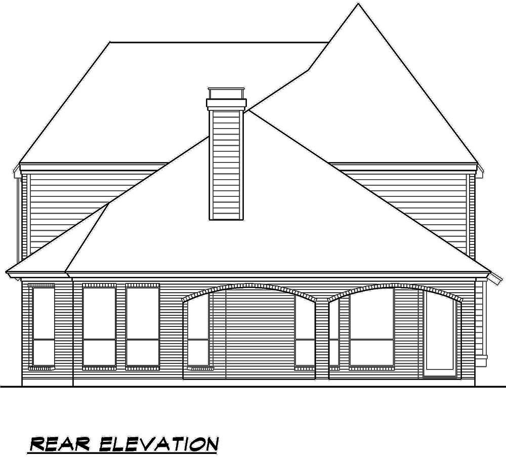 Home Plan Rear Elevation of this 3-Bedroom,3436 Sq Ft Plan -195-1123