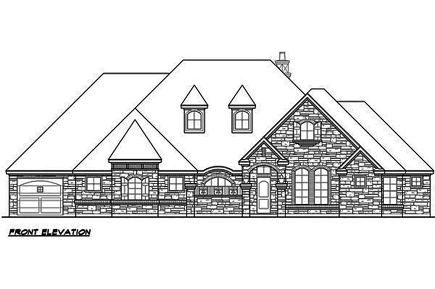 Home Plan Front Elevation of this 4-Bedroom,4045 Sq Ft Plan -195-1136