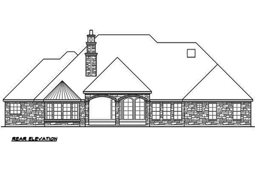 Home Plan Rear Elevation of this 4-Bedroom,4045 Sq Ft Plan -195-1136