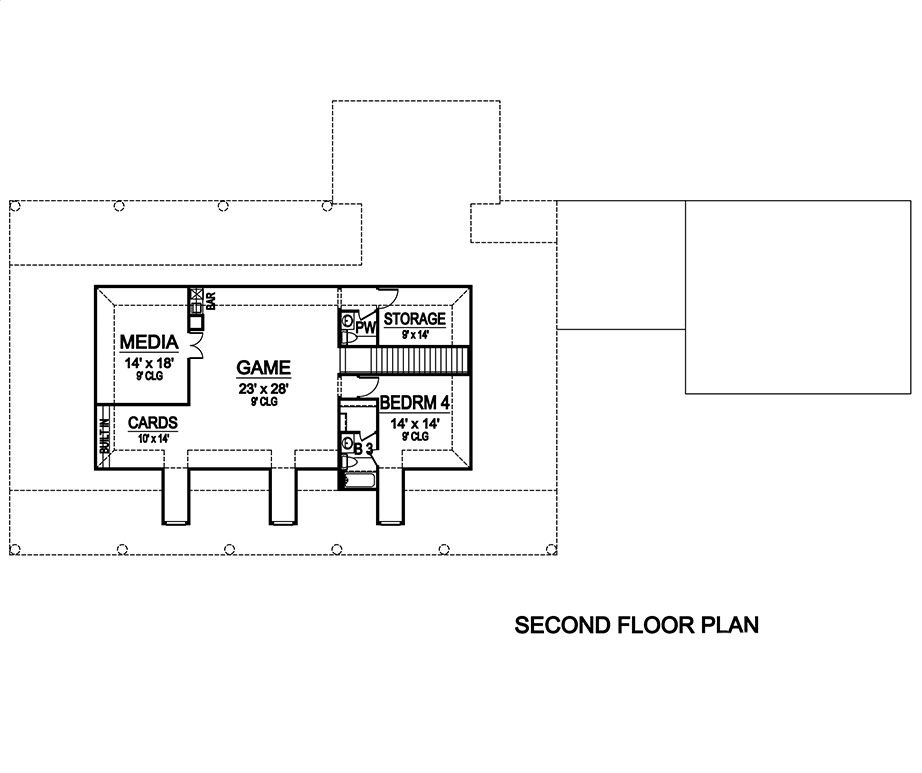 Floor Plan Second Story of Craftsman Plan #195-1142
