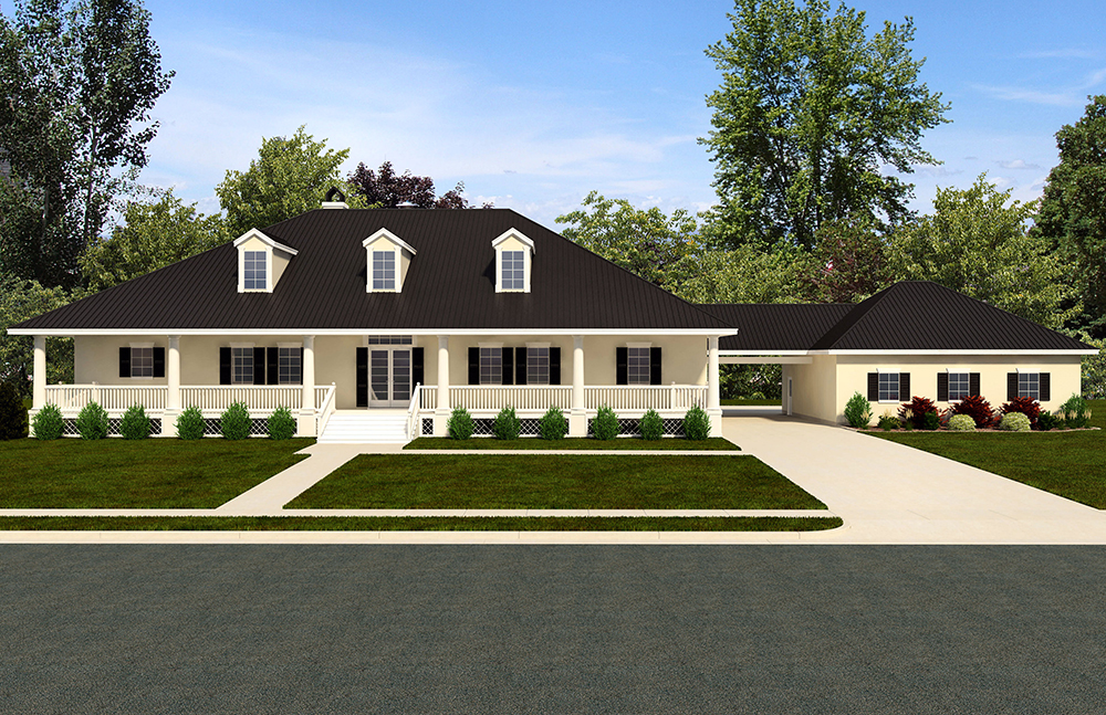 Front elevation of Craftsman home (ThePlanCollection: House Plan #195-1142)