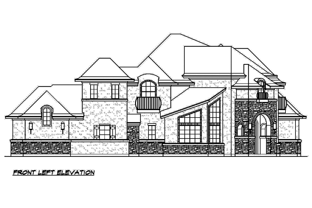 Home Plan Left Elevation of this 4-Bedroom,3767 Sq Ft Plan -195-1150
