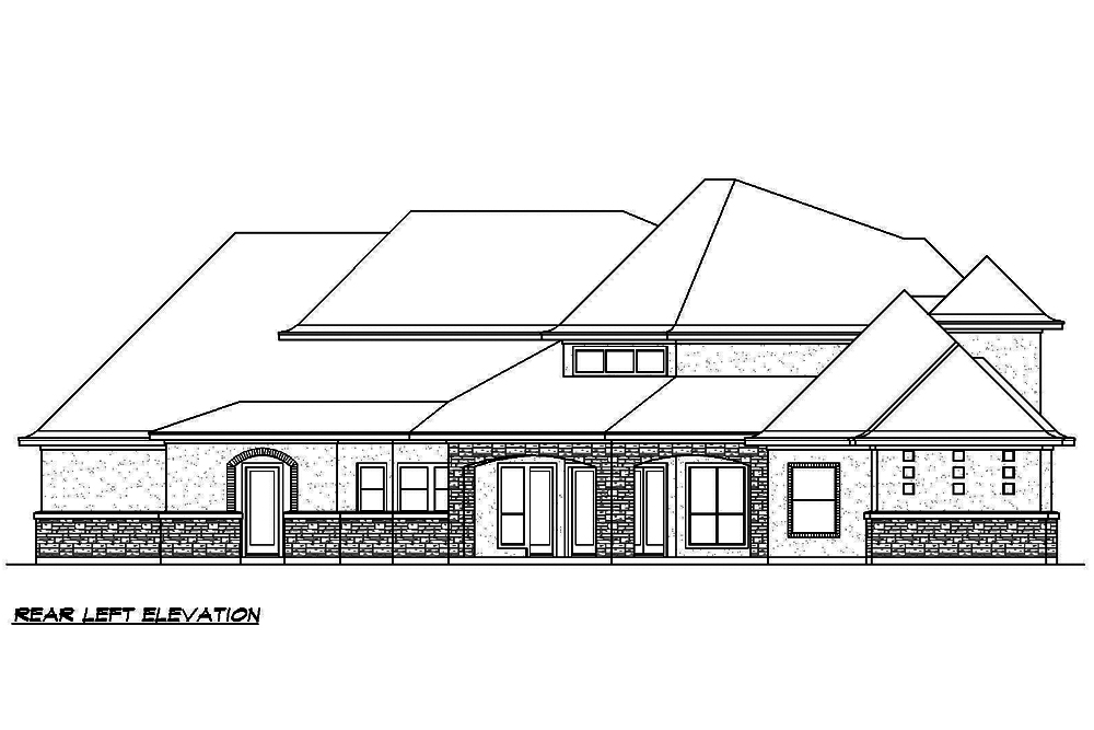 Home Plan Rear Elevation of this 4-Bedroom,3767 Sq Ft Plan -195-1150
