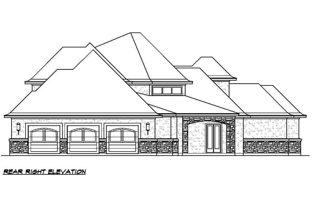 Home Plan Rear Elevation of this 4-Bedroom,3767 Sq Ft Plan -195-1150