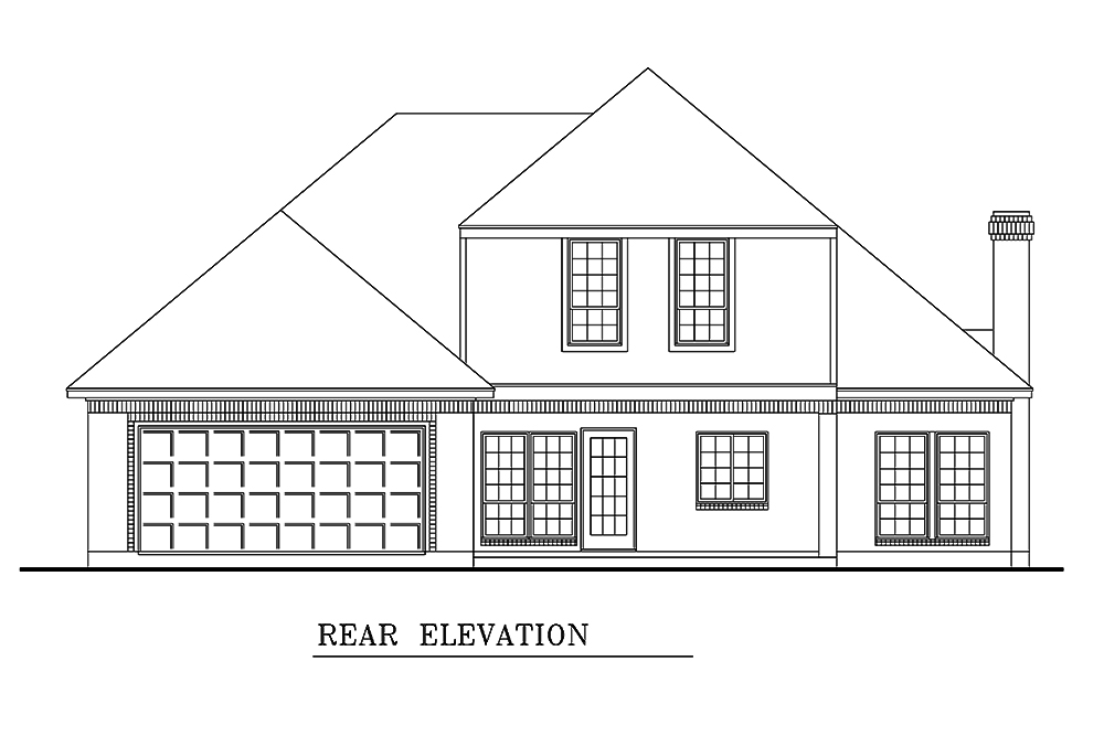 Home Plan Rear Elevation of this 3-Bedroom,1861 Sq Ft Plan -195-1154