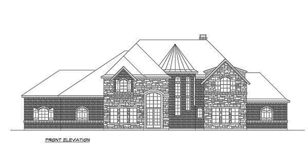 Home Plan Front Elevation of this 4-Bedroom,5165 Sq Ft Plan -195-1160
