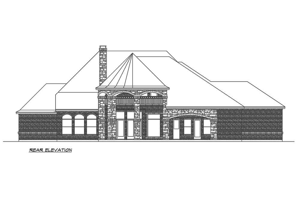 Home Plan Rear Elevation of this 4-Bedroom,5165 Sq Ft Plan -195-1160