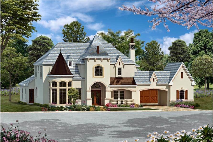 Luxury European style home (The Plan Collection: Plan #195-1161).