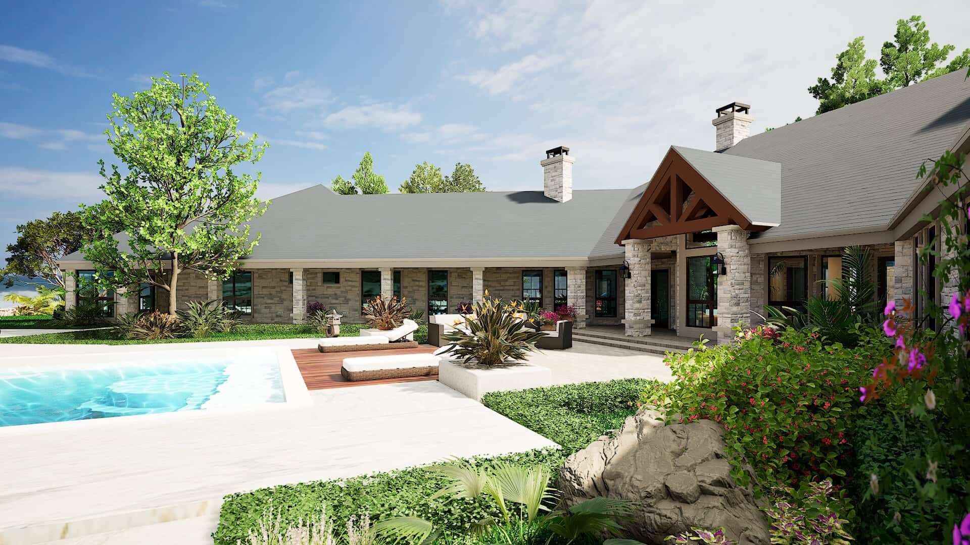 Rear View of this 4-Bedroom,6610 Sq Ft Plan -195-1162