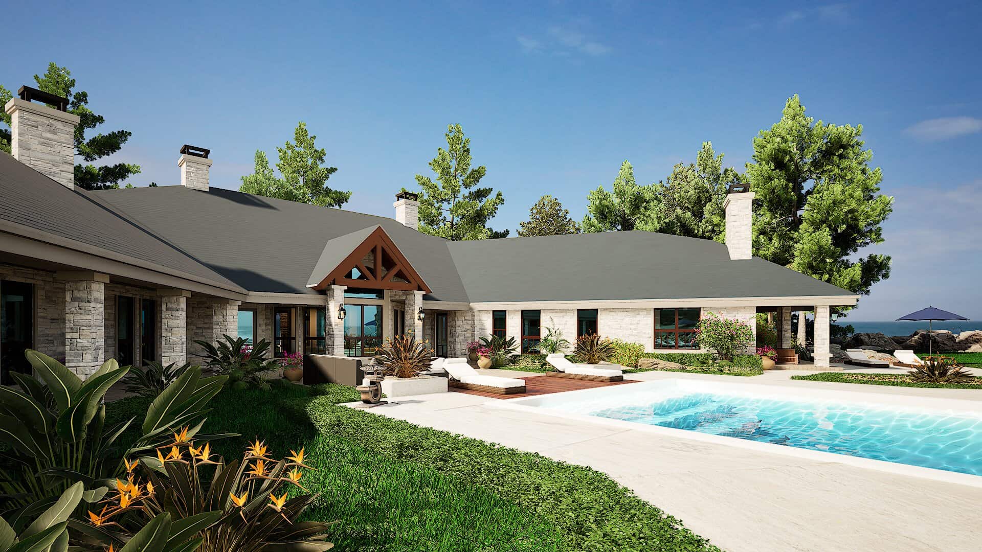 Rear View of this 4-Bedroom,6610 Sq Ft Plan -195-1162