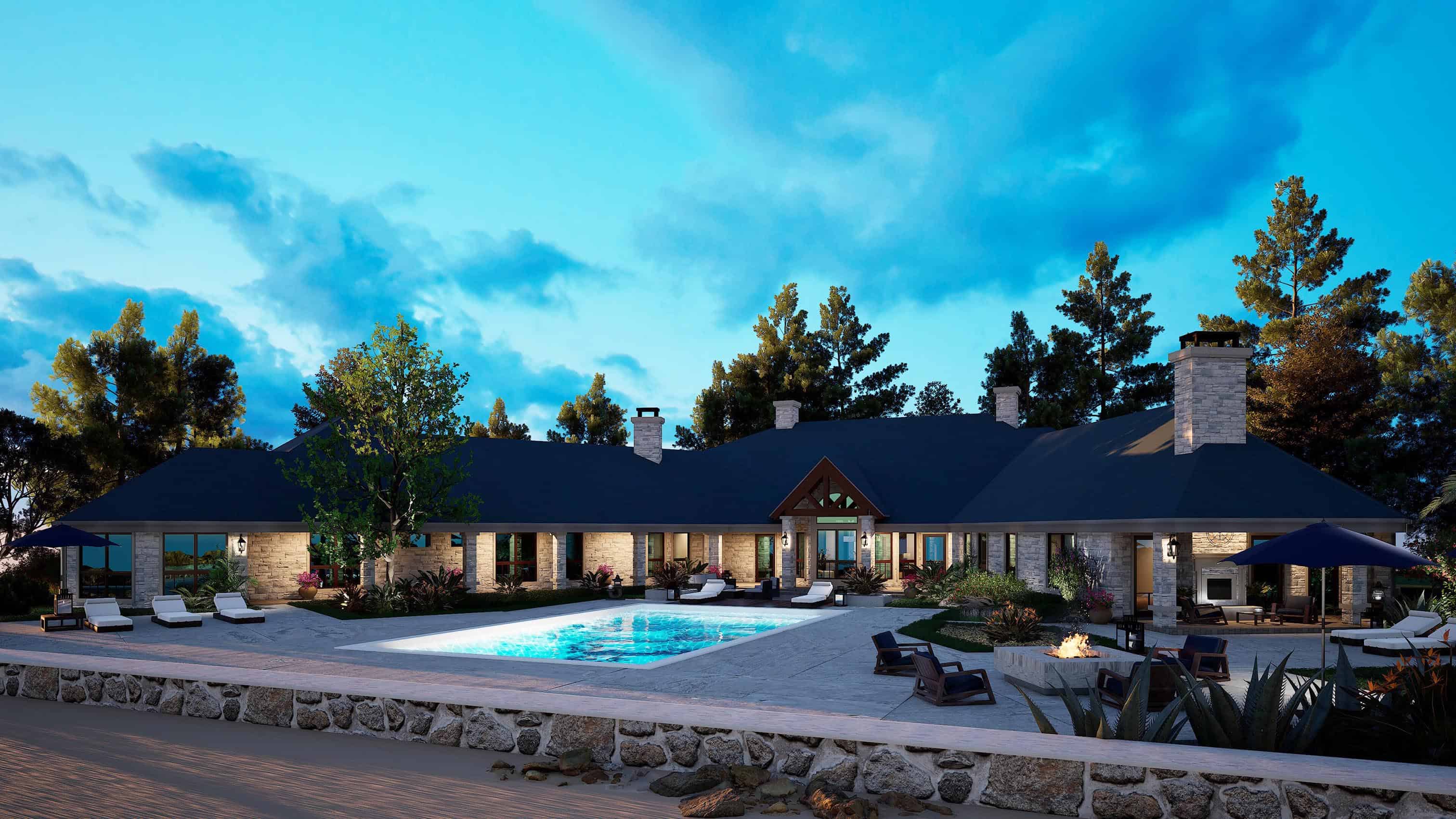 Rear View of this 4-Bedroom,6610 Sq Ft Plan -195-1162