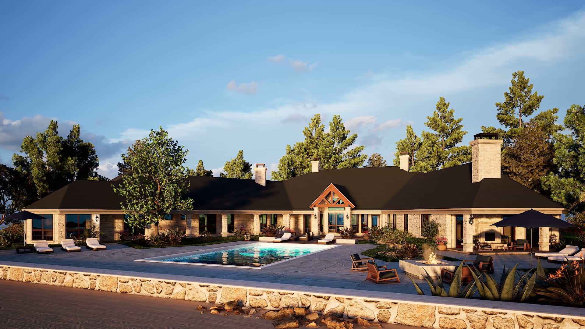 Rear View of this 4-Bedroom,6610 Sq Ft Plan -195-1162