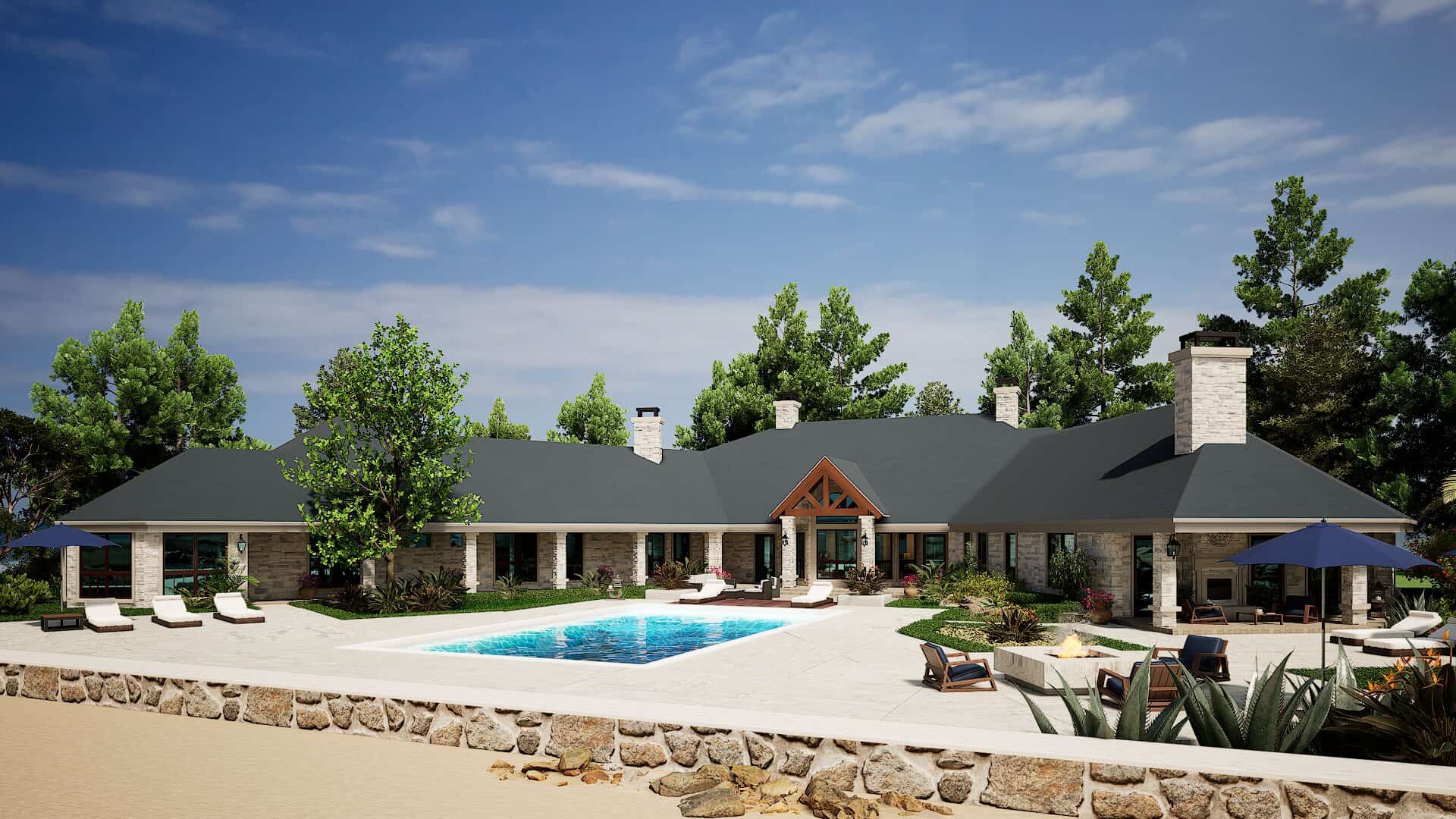 Rear View of this 4-Bedroom,6610 Sq Ft Plan -195-1162