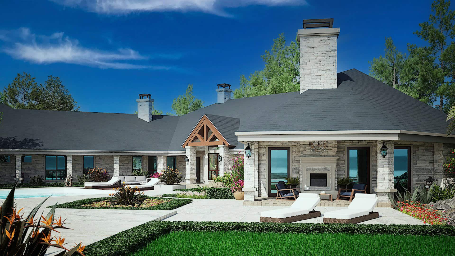 Rear View of this 4-Bedroom,6610 Sq Ft Plan -195-1162