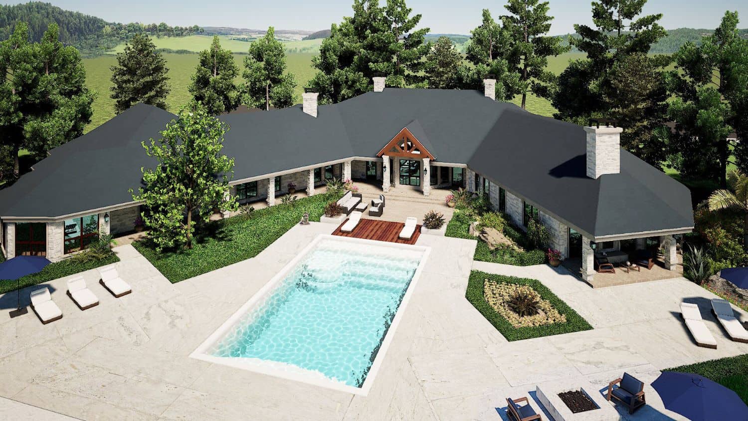 Aerial View of this 4-Bedroom,6610 Sq Ft Plan -195-1162