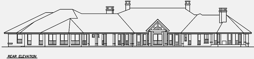 Home Plan Rear Elevation of this 4-Bedroom,6610 Sq Ft Plan -195-1162