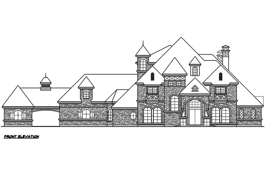 Home Plan Front Elevation of this 5-Bedroom,6291 Sq Ft Plan -195-1164