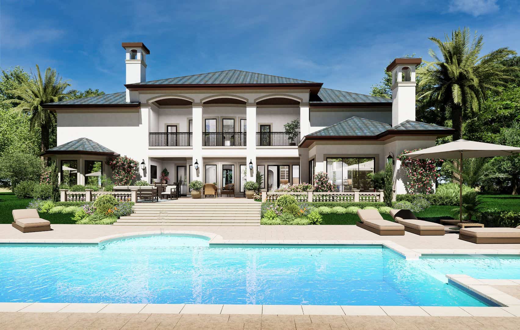 Pool of this 5-Bedroom,6612 Sq Ft Plan -195-1166