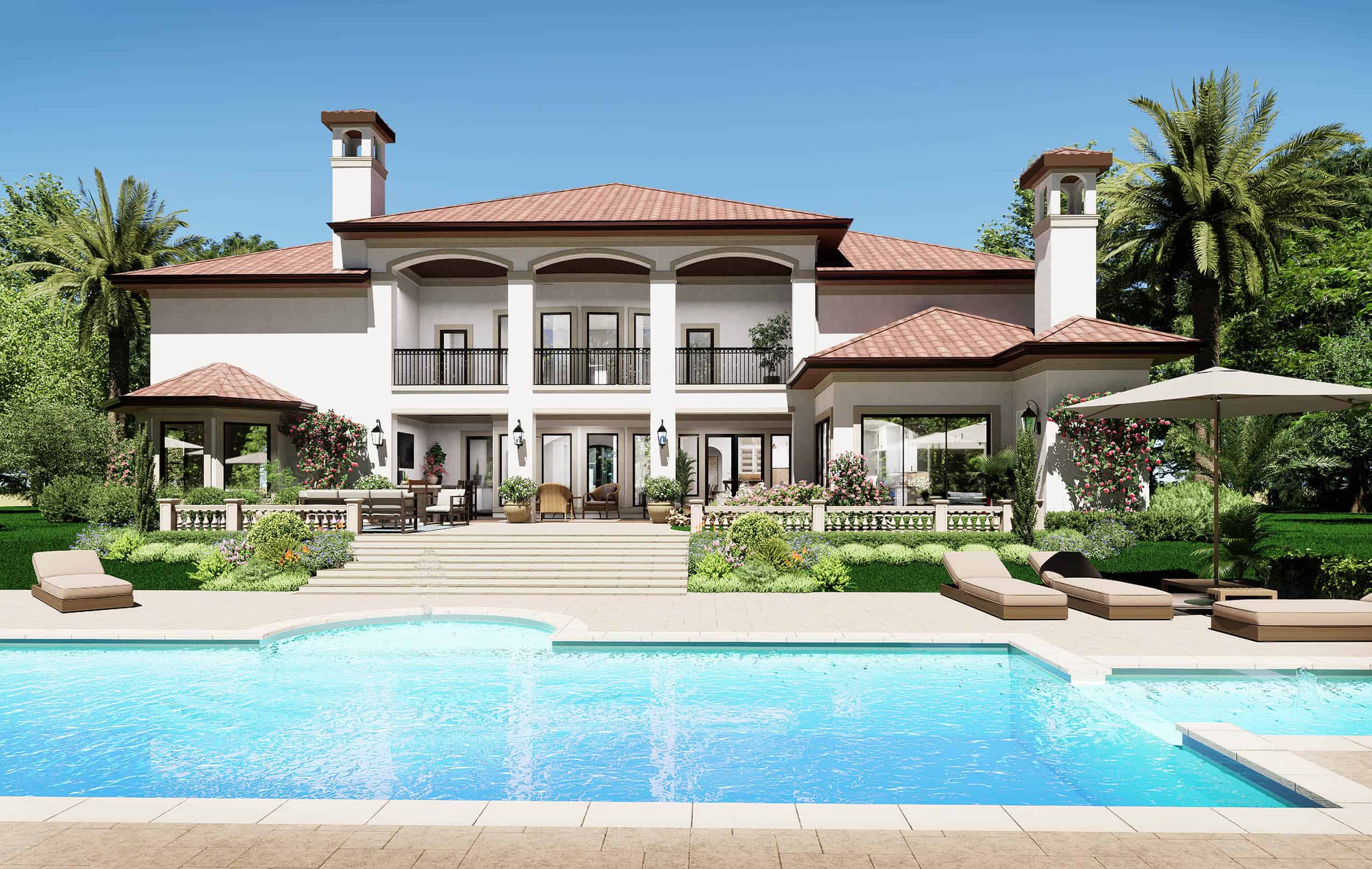 Rear View of this 5-Bedroom,6612 Sq Ft Plan -195-1166