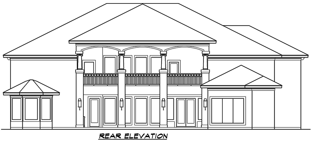Home Plan Rear Elevation of this 5-Bedroom,6612 Sq Ft Plan -195-1166