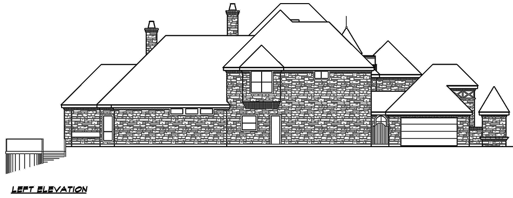 Home Plan Left Elevation of this 5-Bedroom,7823 Sq Ft Plan -195-1169