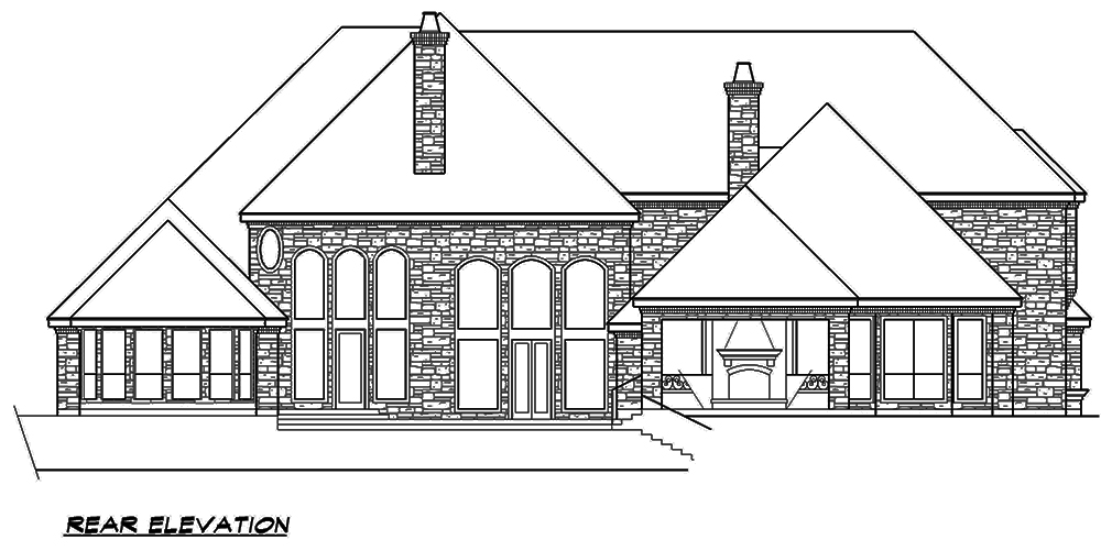 Home Plan Rear Elevation of this 5-Bedroom,7823 Sq Ft Plan -195-1169