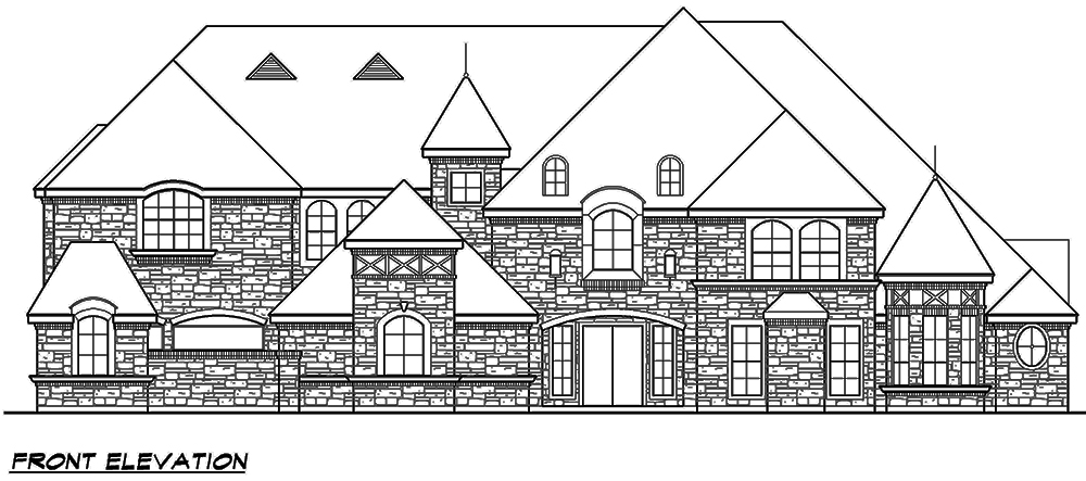 Home Plan Front Elevation of this 5-Bedroom,7823 Sq Ft Plan -195-1169