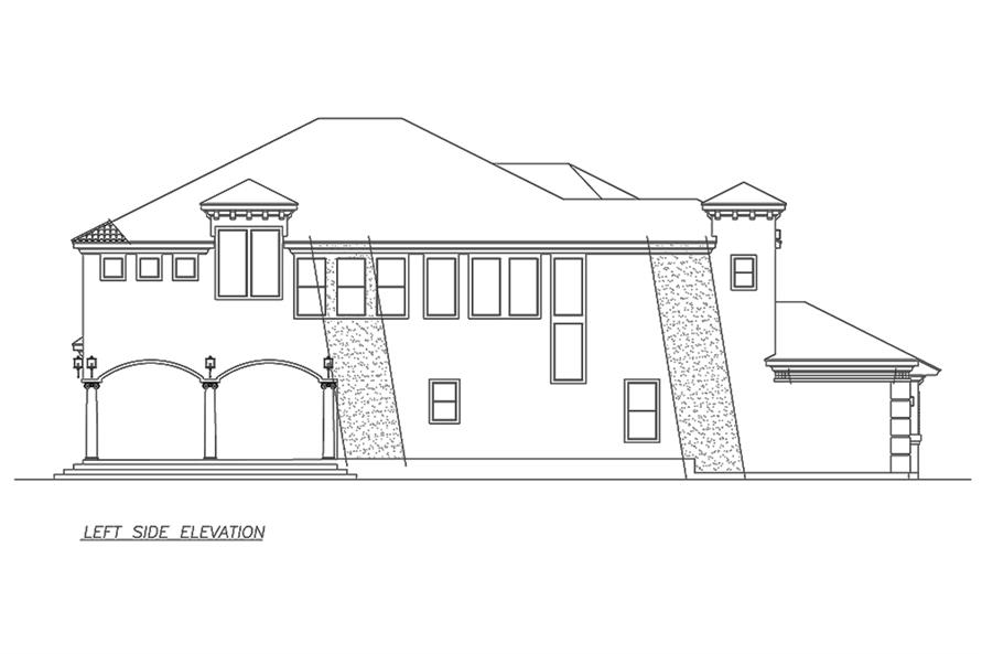 Home Plan Left Elevation of this 5-Bedroom,5351 Sq Ft Plan -195-1172