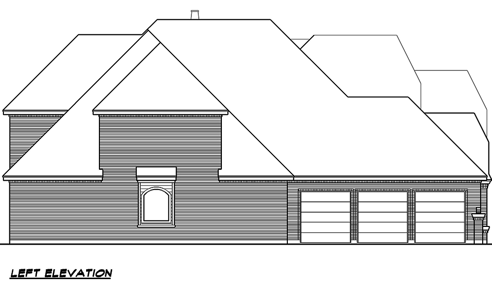 Home Plan Left Elevation of this 3-Bedroom,3965 Sq Ft Plan -195-1174