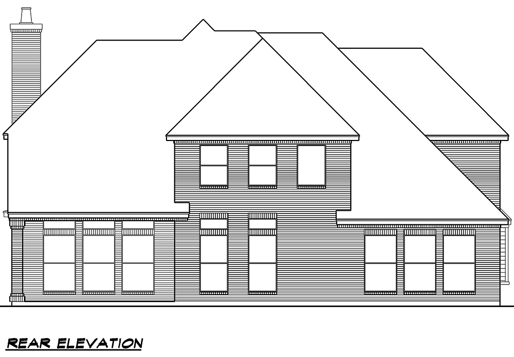 Home Plan Rear Elevation of this 3-Bedroom,3965 Sq Ft Plan -195-1174